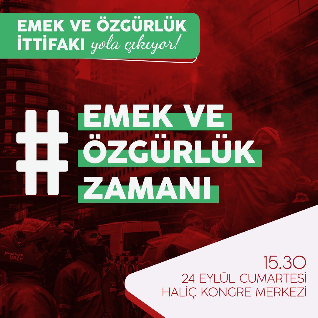 Hep baskılar, yasaklar ve sansür konuştu: Şimdi #EmekveÖzgürlükZamanı!

Saray karanlığından kurtulmak, memlekete sahip çıkmak için 24 Eylül Cumartesi günü Haliç Kongre Merkezi’nde buluşalım!