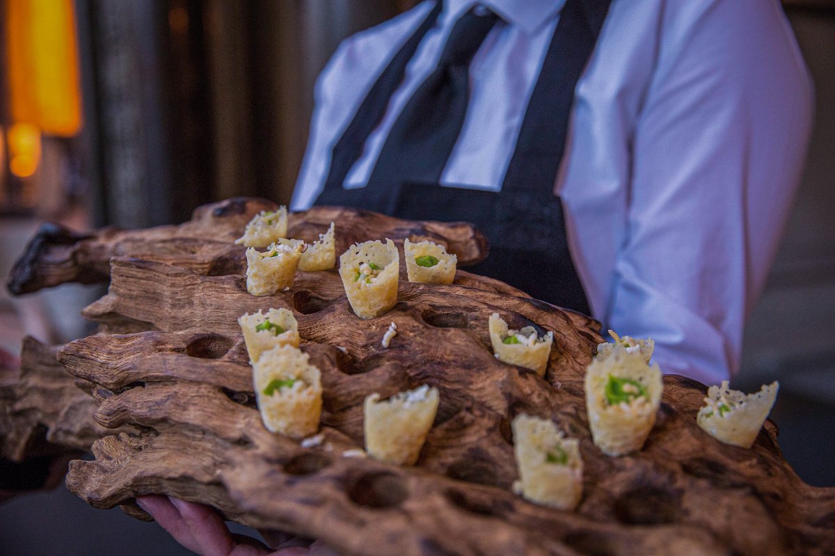 Parmesan tweal cone anyone? #driftwoodplate #canapes #helpyourself