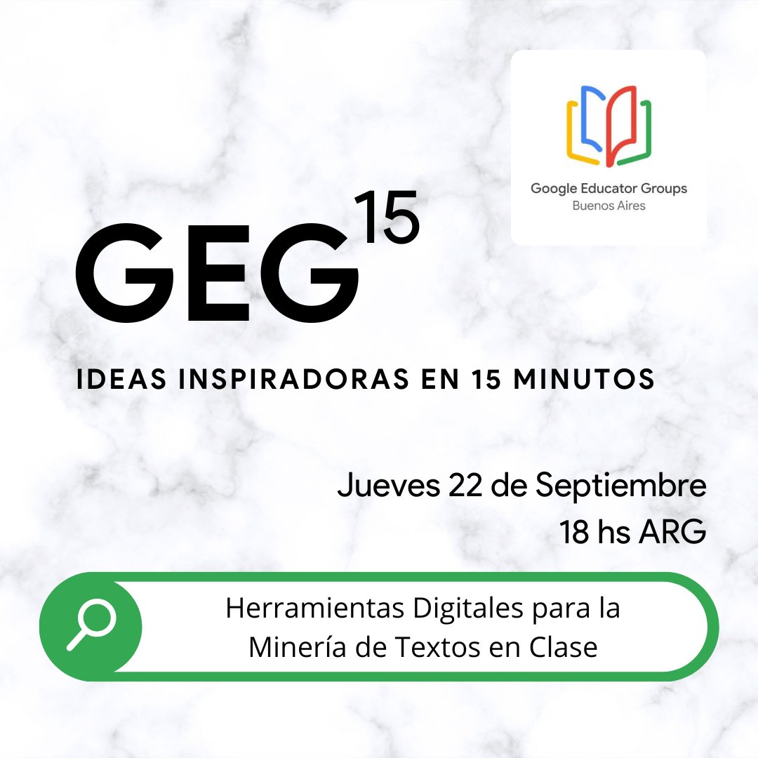 No se pueden perder el nuevo episodio #GEGx15, de la mano de <a href="/luciabsoriano_/">Lucía Soriano</a>! Nos va a mostrar cómo utilizar diferentes herramientas digitales para la minería de textos!
🗓Hoy a las 6 pm (ARG)
🔗youtu.be/xn_9TfqyO58