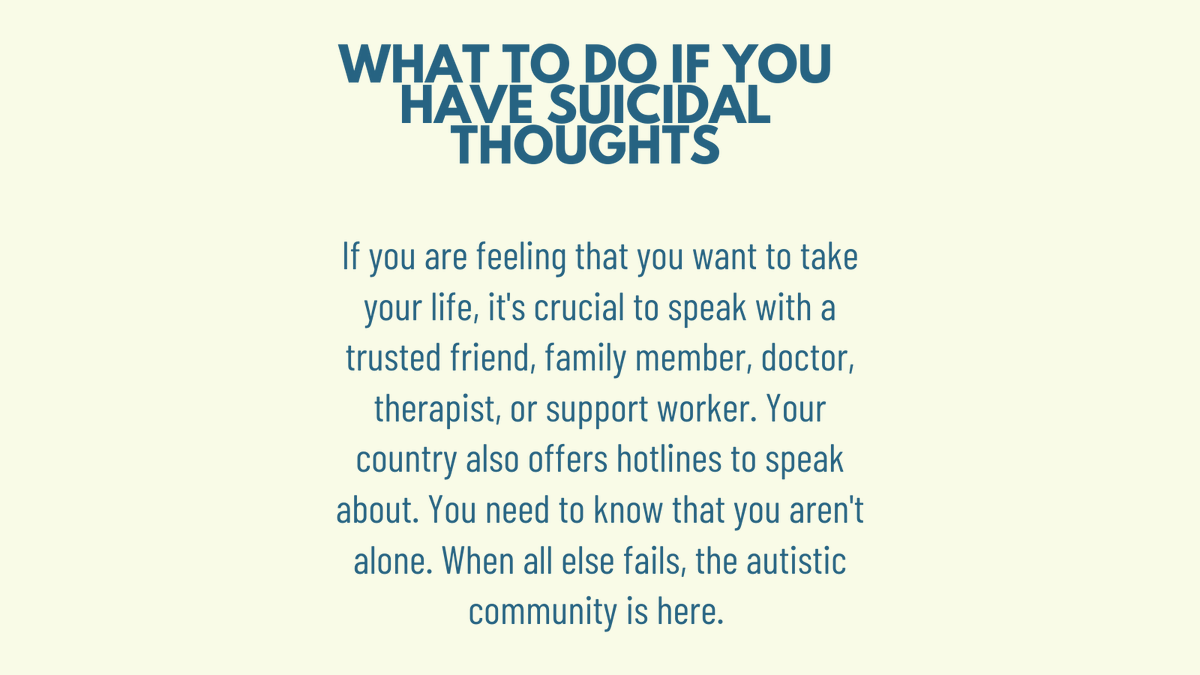 AutisticCoach_'s tweet photo. There is a #suicide pandemic in the #ActuallyAutistic community that we need to talk about. We are 11x more likely to take our own lives. This is caused primarily by mental health issues that we develop based on our treatment in the NT world. We need to support each other. https://t.co/JYhZiyUmfx