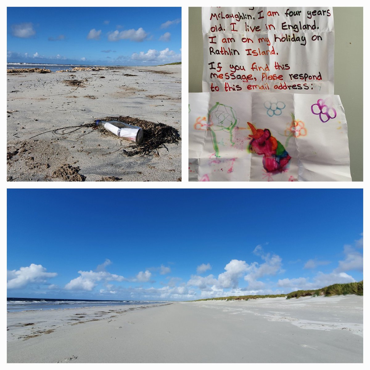 elgeeko1506's tweet photo. I have always wished for this to happen...a message in a bottle! From Northern Ireland to the Outer Hebrides #Howmore #SouthUist #OuterHebrides 💚 https://t.co/0j9QDg1qs2