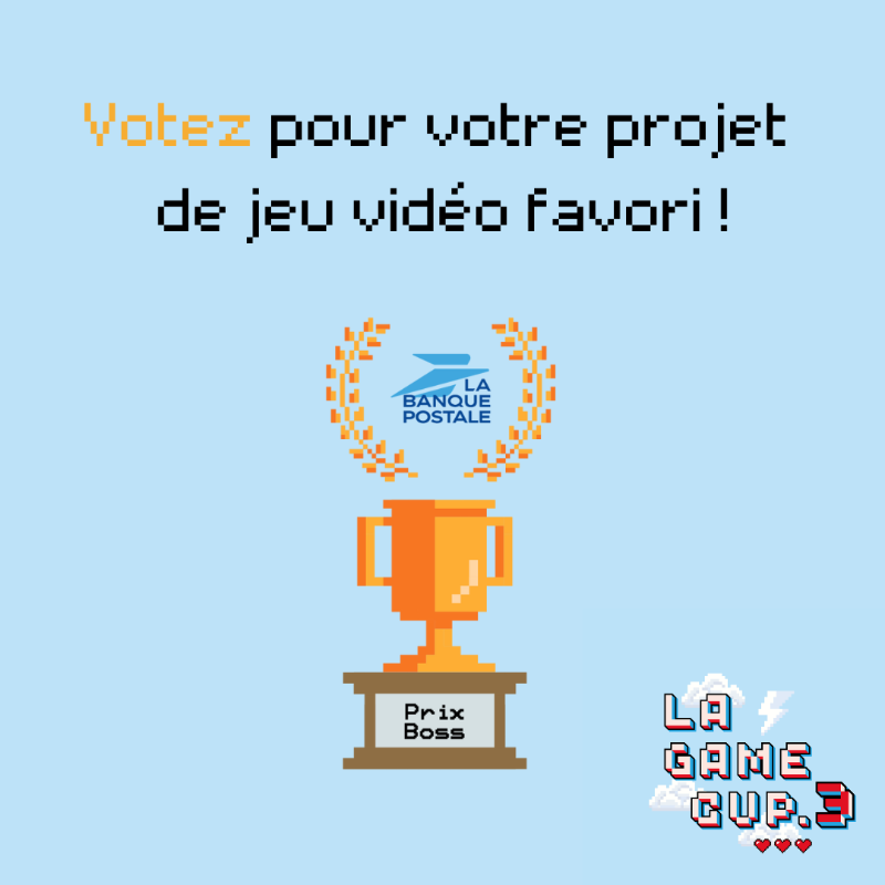 LaBanquePostale's tweet photo. Plus que quelques jours avant la fin des votes c'est le moment de soutenir votre projet BOSS préféré #LaGameCup 🕹
1️⃣ #Shadowpiercer
2️⃣ #Vulnérable
3️⃣ #SuperSofia
4️⃣ #MoonWakers
Rdv le 29/09, dès 18h30
Avec @kissbankers @jeux_video_mag @nvelleaquitaine #Eurekatech @cnam_enjmin