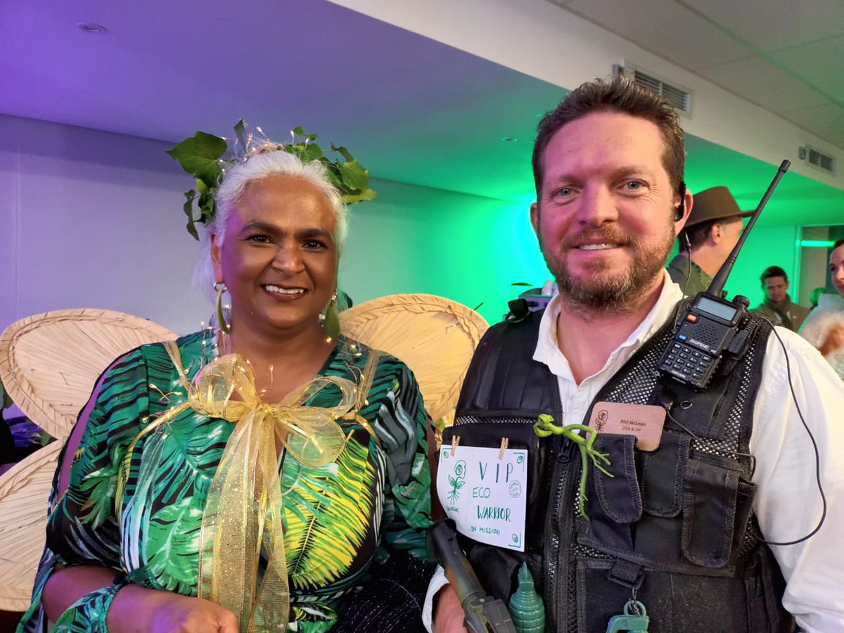 Dressed to win <a href="/EcoLogicAwards/">The Eco-Logic Awards</a> 

<a href="/joyleaner/">joyleaner</a> and <a href="/FynbosPhil/">Phil McLean</a> bringing it! 🦎🍃🦸🏽‍♀️🦸‍♂️