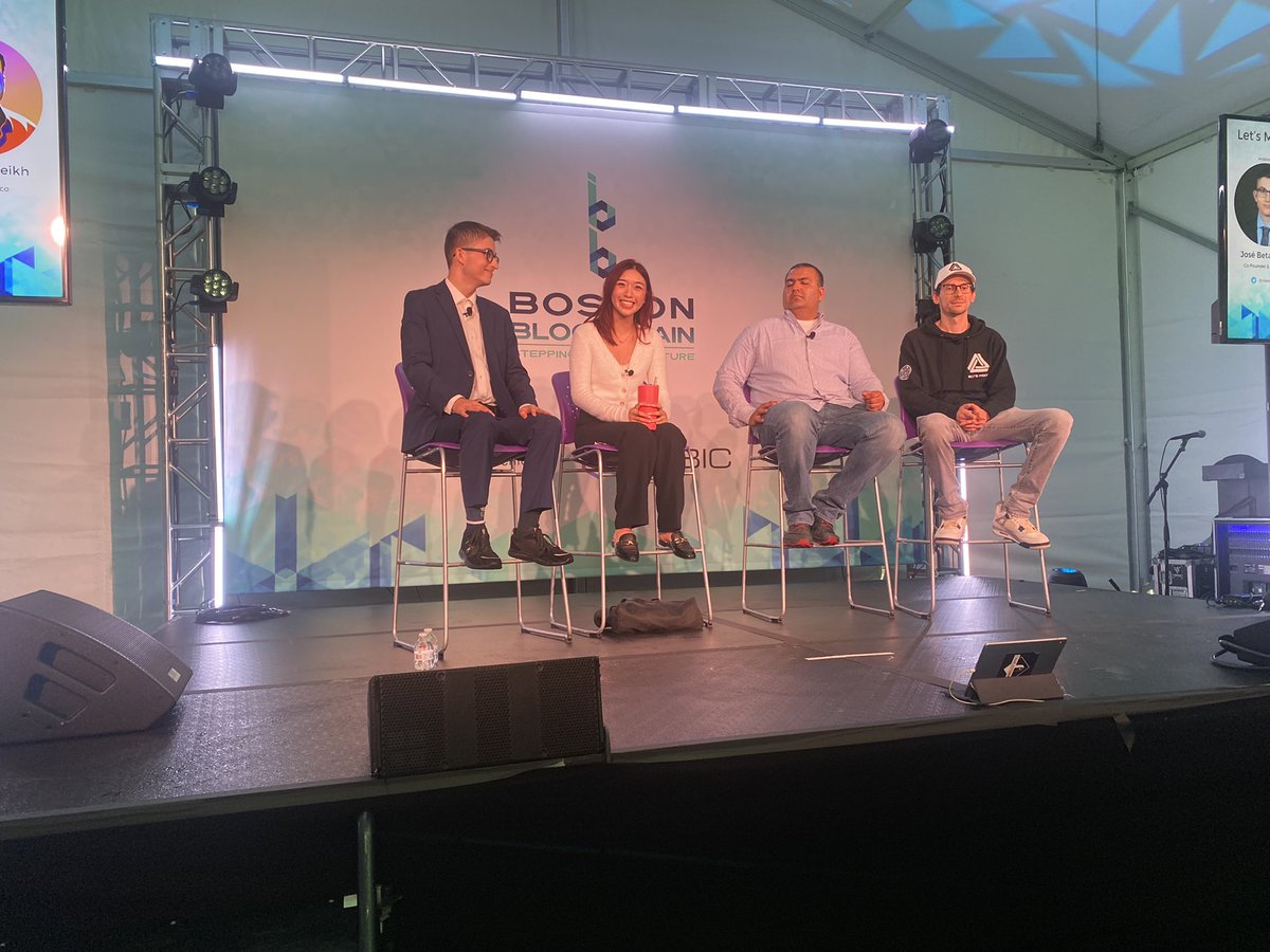 blockchainwk's tweet photo. @tridentity_ , @christiec3, @ACRE_World, and @zxed take the stage at #bostonblockchainweek !

#boston #blockchain #quincy https://t.co/TxvBeTrK8f