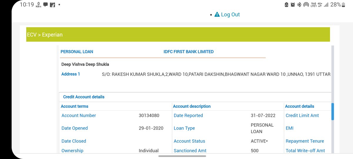 Vdshukla12's tweet photo. @IDFCFIRSTBank 
I have never visited any of the branch of idfc and yet a loan of ₹500 appearing in my credit report which is impacting my credit score....
Plz solve this issue https://t.co/PNNxfVISVJ