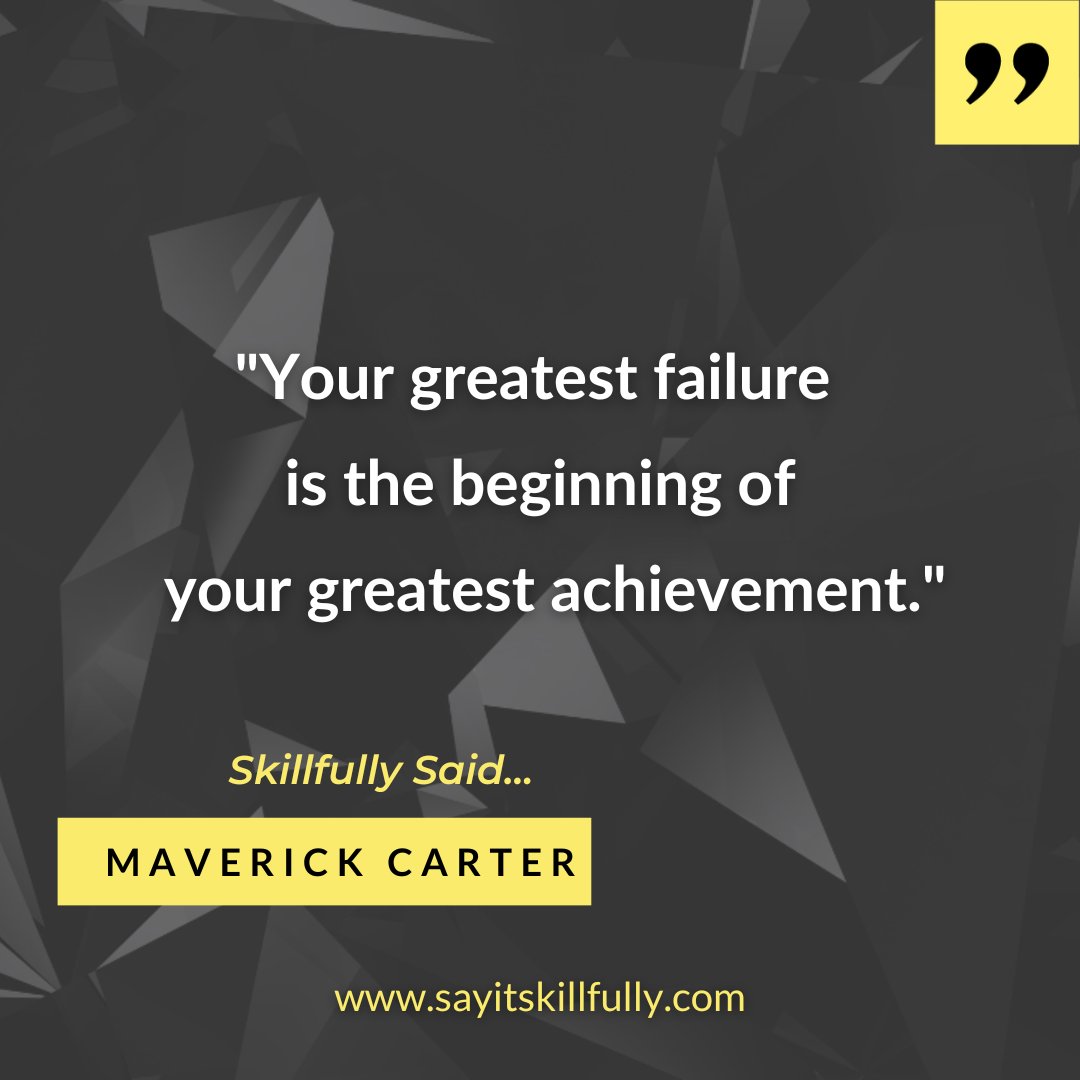 SayitSkillfully's tweet photo. “Your greatest failure is the beginning of your greatest achievement.” Skillfully Said… Maverick Carter
Are you ready to become more skillful?
Say It Skillfully Free Mini Course - https://t.co/5eFB4b44kq
#spreadpositivity #motivationoftheday #sayitskillfully #saidskillfully https://t.co/8JNG2lLst8