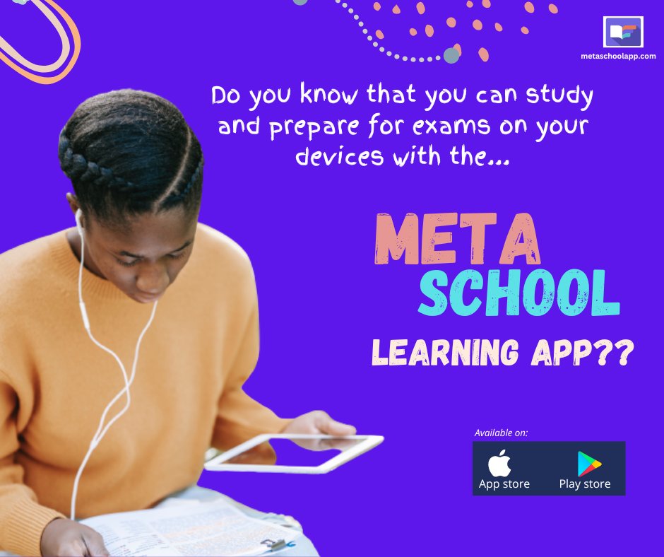 metaschoolapp's tweet photo. Willing to pass your exams with distinction?
Let's teach you how to answer the WAEC questions the right way. 
Download the #MetaSchoolApp now and let's begin!
(App Store) https://t.co/iprK5ZctoH
(Play Store) https://t.co/nglq4YI1Nc

#NOVDEC #WASSCE https://t.co/ACq0kMkwa2