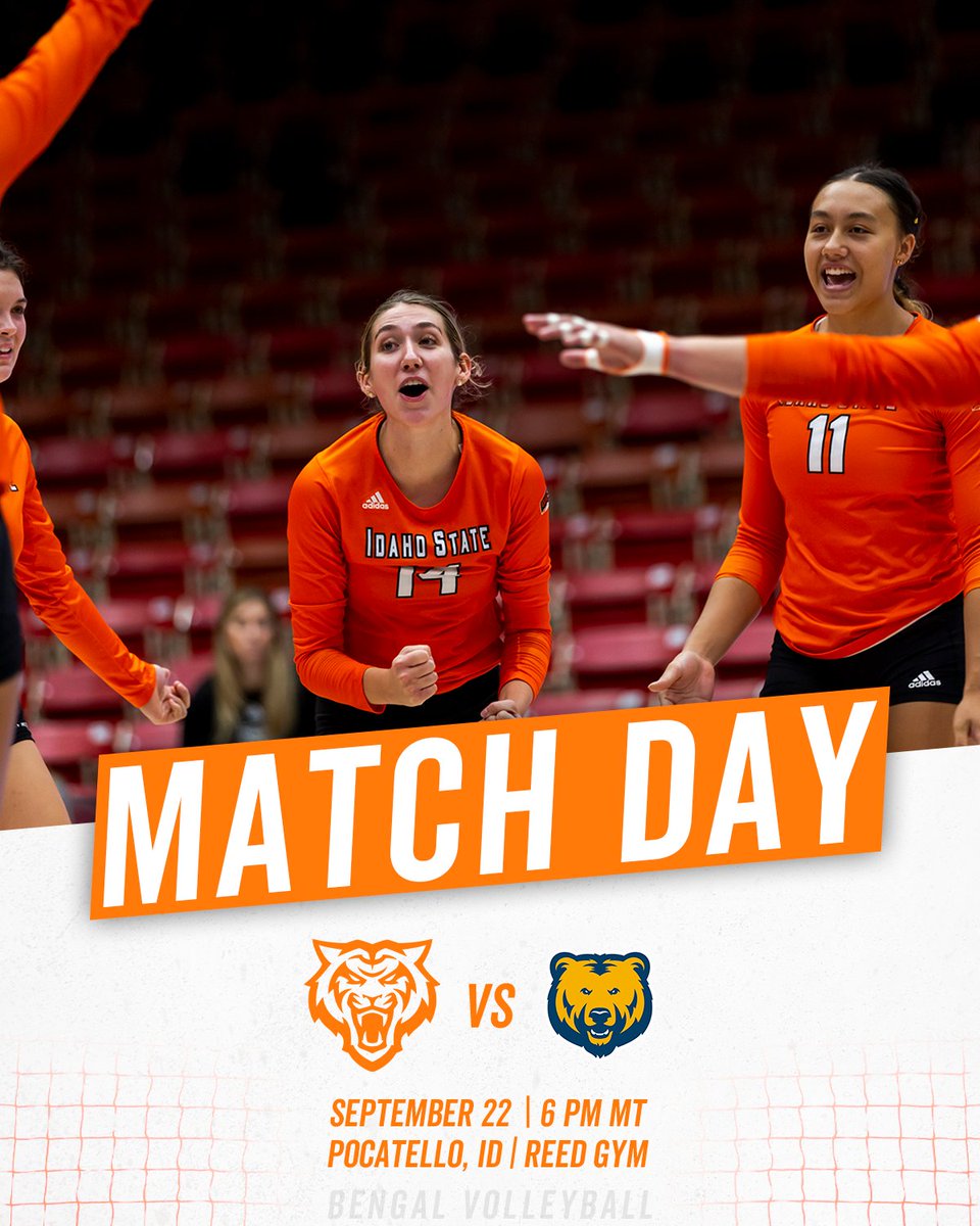 IdahoStateVB's tweet photo. The Big Sky Chase Starts Today! It's Matchday!

🆚 @UNC_BearsVB 
📌 Pocatello, Idaho
⌚ 6:00 PM MT
🏟 Reed Gym
📺 https://t.co/dCf451sdBH
📊 https://t.co/XQN8PWambx
📻 https://t.co/7BtKL1boTJ (91.1 FM)

#RoarTogether // #ISUVB https://t.co/uo5ZnkXcHp