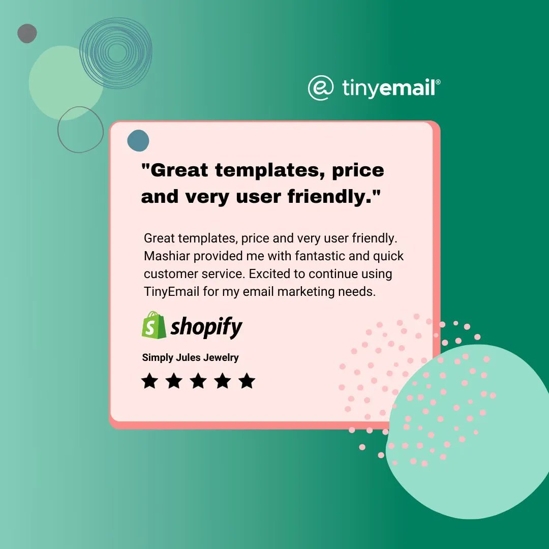 GetTinyEmail's tweet photo. #UserLove Great templates and customer service are the hallmark of TinyEmail. 

#EmailMarketing #Personalization #hustle #growthmindset #smallbusiness #growthmarketing #ecommercemarketing #ecommercegrowth #shopify #shopifyowner #founders https://t.co/hpVB0RmMM4
