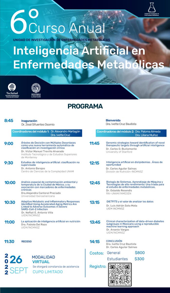 UIEMmx's tweet image. Se aproxima nuestro 6° Curso anual, si ya te inscribiste y aún no realizas tu pago, 🏃🏃‍♀️ corre a hacerlo y no te quedes sin lugar. 
Registro: forms.gle/NUiQ9vQCHsHe8h…
#salud #Cursos2022 #aprender #inteligenciaartificial #Salud #UIEM