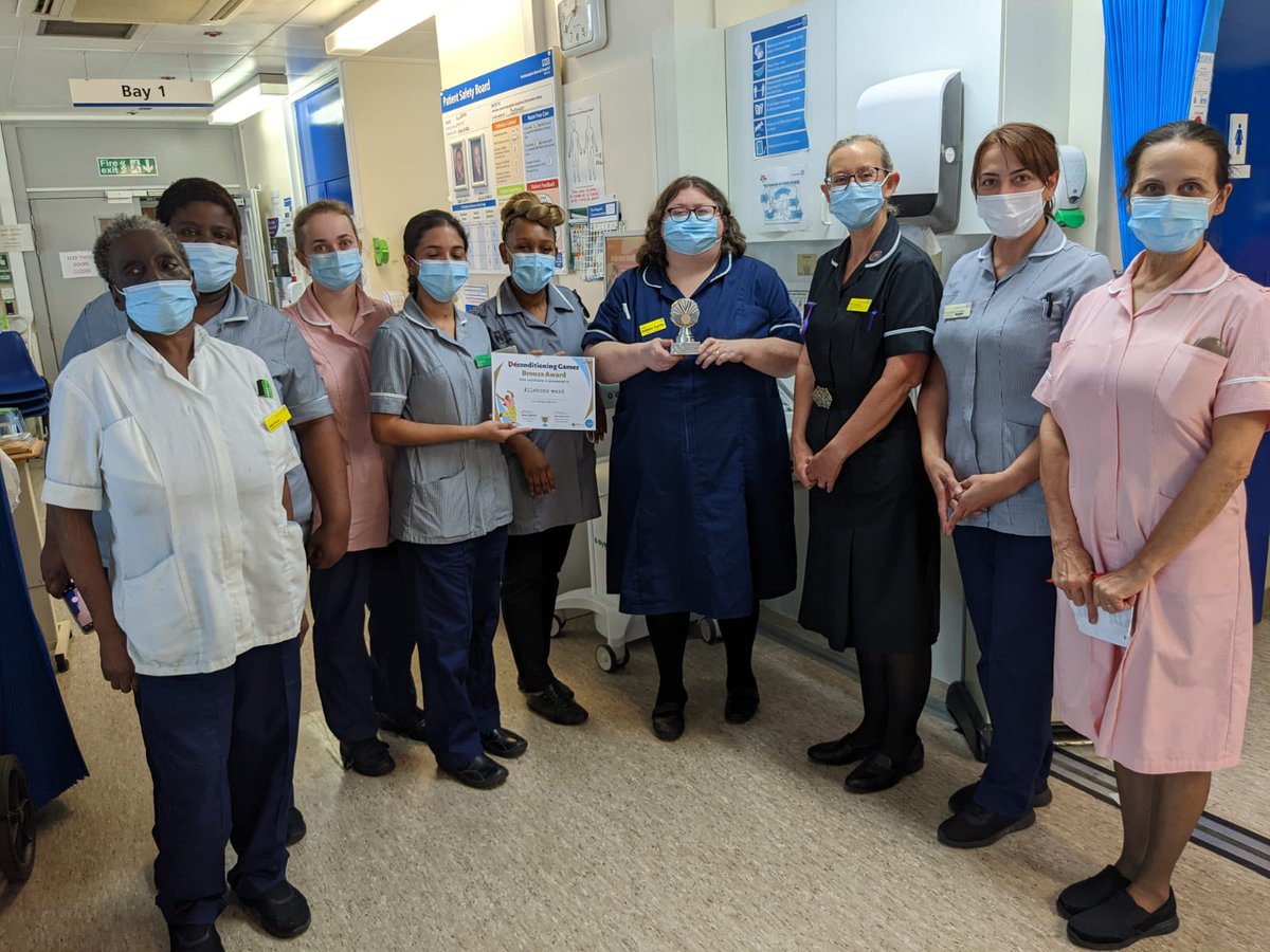 MarcellaIrvine's tweet photo. It was great to visit the fabulous Allebone ward today with @MummaLids to present our first bronze award for the #deconditioninggames!! Fantastic work from the nursing &amp; therapies staff &amp; a great example of joint working.  @NGHTherapies @NGHnhstrust https://t.co/irji2bPLNI
