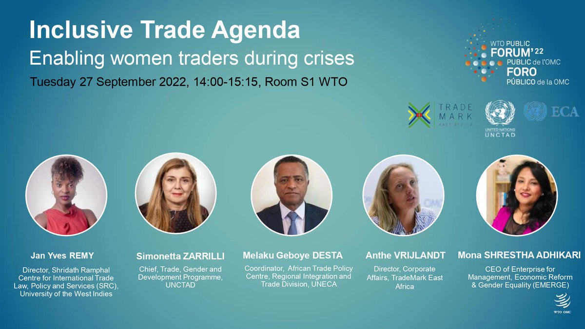TradeMarkAfrica's tweet photo. Research showed that small scale #CrossBorderTraders in @jumuiya had 97.3% losses at the peak of Covid19. What measures can help βοΈtraders #bouncebackbetter? Our Director @AntheVrijlandt joins other experts @wto #PublicForum on Tues 2 discuss #Inclusive trade. Stay tuned π½ https://t.co/CPbKCZvFkc