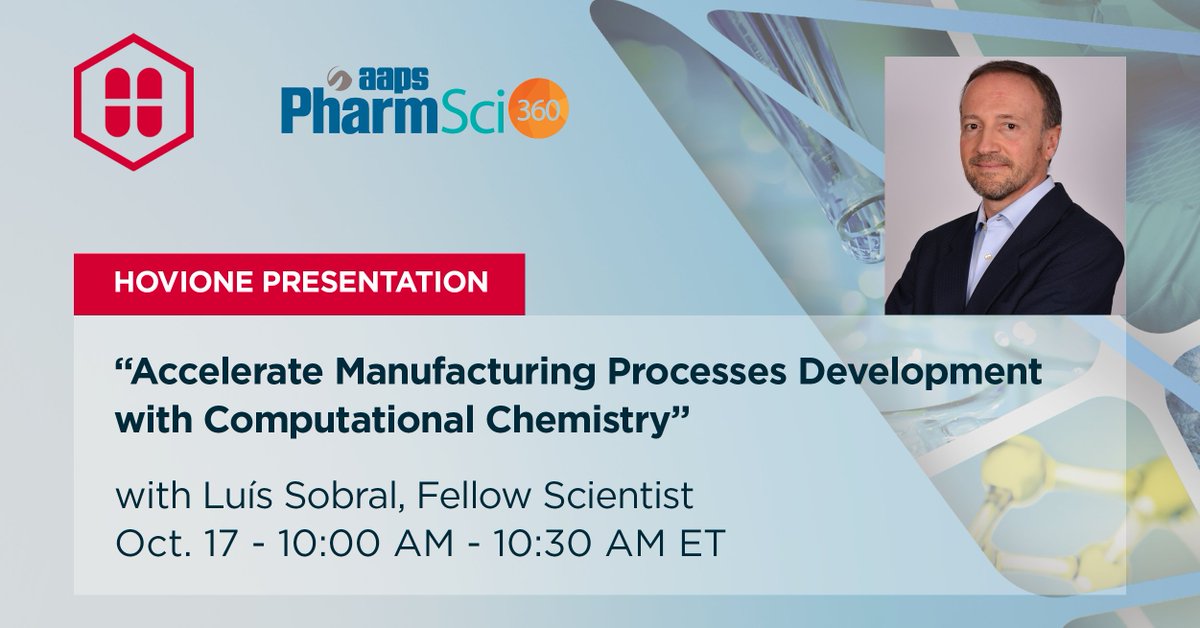 HovioneGroup's tweet photo. Join us in Boston🤝@AAPSComms PharmSci 360 is coming! Don’t miss our presentation w/ Luis Sobral, Fellow Scientist at Hovione. Schedule a meeting today and drive your development w/ our in-house experts https://t.co/utUoBfcPwz #AAPS #continuoustableting #chemistry #initforlife https://t.co/5kMCaBdhcm