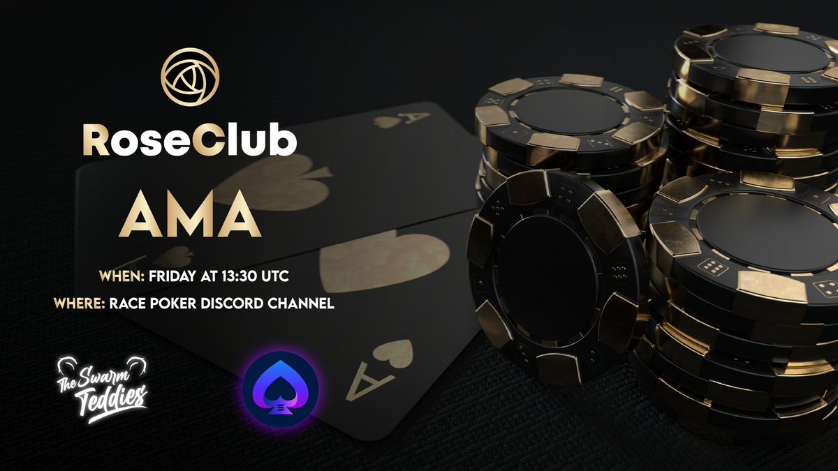 ¡Teddies! 🐻

We want to announce that we are invited to an AMA session with <a href="/RaceGameTeam/">RACE Protocol</a> on Friday at 13:30 UTC!

For those who don’t know anything about the upcoming RoseClub, this is your chance! 

<a href="/RaceGameTeam/">RACE Protocol</a> discord: discord.gg/wcGubdWs

¡See you there! 👋