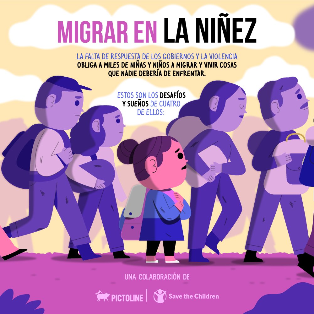 pictoline's tweet photo. Cada año miles de niños, niñas y adolescentes se ven obligados a migrar y vivir cosas que nadie debería de enfrentar 😞

Estos son los desafíos y sueños de cuatro de ellos 🧒🏻👧🏽🧒🏿👧🏼
Una colaboración con @SaveChildrenMx https://t.co/eZsXX6V60d