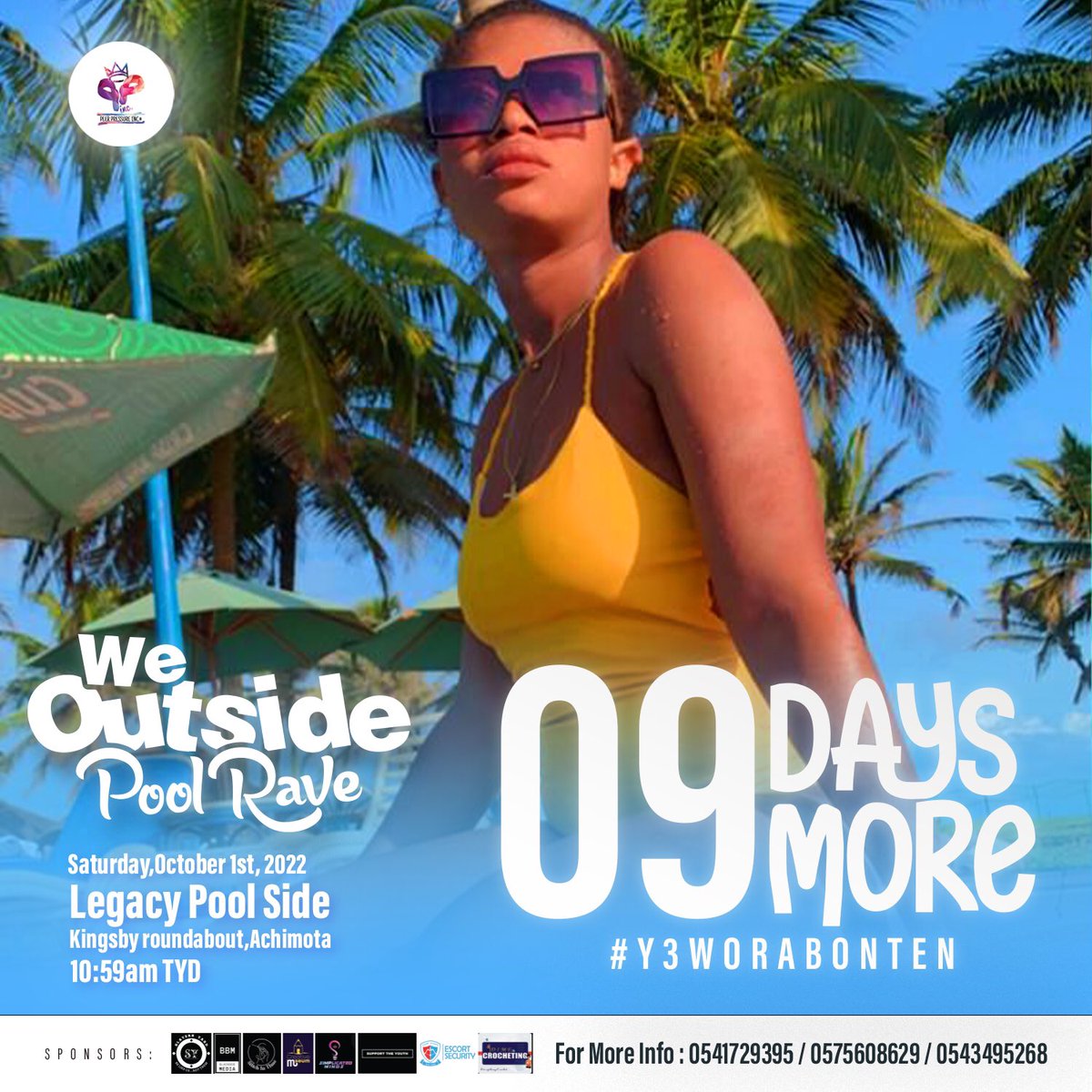 Peer_Pressure1's tweet photo. 09 Days more to #Y3worAbonten 🏊🏽‍♂️

Anticipate the baddest pool💦 rave to hit the capital, don’t miss out 👙🍻💃🏽

#WeOutsidePoolRave #WeOutside #poolparty https://t.co/Hby3eC5hZv