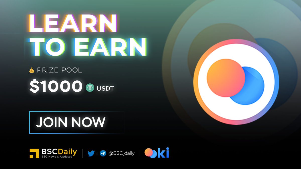 bsc_daily's tweet photo. 🔥 BSC Daily x @OokiTrade 🔥

📢 Learn To Earn: Lending &amp; Borrowing Edition

🚨 How to win?👇 
     ✅ Like &amp; Comment this tweet
     ✅ RT &amp; Tag 3 friends
     ✅ Complete the quiz: https://t.co/vtOUzRUuJI

⏰ Duration: 7 days

#L2E https://t.co/MfKHnkBt74