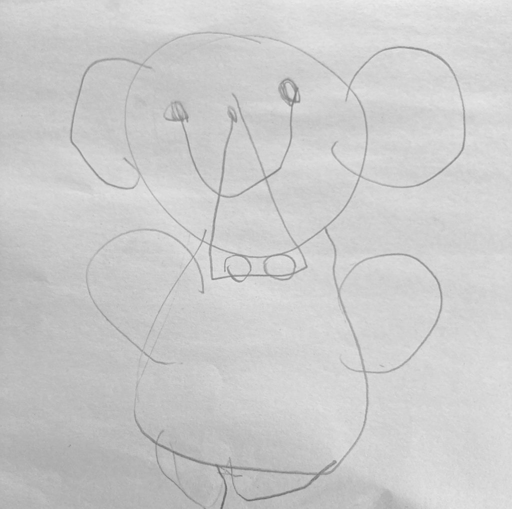 The little niece drew an elephant.  It's so cute I can't even...  😍