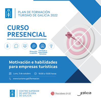 noainnova's tweet photo. CURSO PRÁCTICO DE MOTIVACIÓN Y HABILIDADES PARA EMPRESAS TURÍSTICAS. #CSHG 3 de Octubre- Presencial. Tutora Mar Castro
CURSO PRÁCTICO DE MOTIVACIÓN Y HABILIDADES PARA EMPRESAS TURÍSTICAS.
DESTINATARIOS:
Personal que desempeño su trabajo en empresas del sector turístico en GaliciA https://t.co/lMWcBduvD7