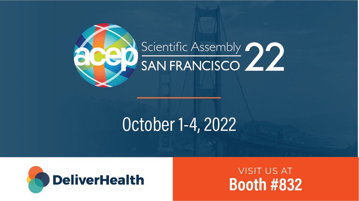 deliverhs's tweet image. The countdown to #ACEP22 is on! Meet us in SF at Booth #832 from Oct. 1 – 4 and bring us your toughest #clinicaldocumentation &amp;amp; #codingworkflow challenges. Then, because we LOVE to solve problems, we’ll show you how to make things simpler and speed revenue capture!