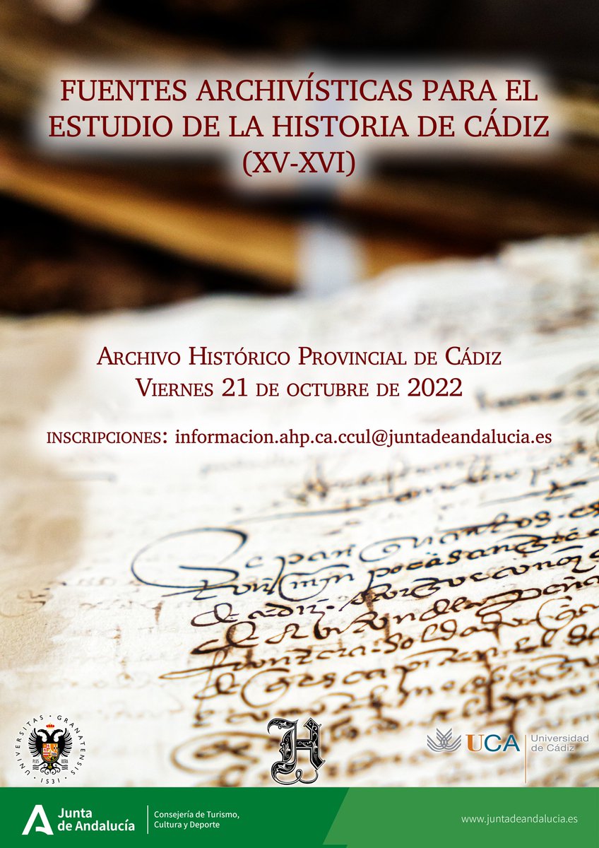 Jornada: Fuentes Archivísticas para el estudio de la Historia de Cádiz. Siglos XV y XVI.

Inscríbete en informacion.ahp.ca.ccul@juntadeandalucia.es

📢 <a href="/univcadiz/">Universidad de Cádiz</a> <a href="/CanalUGR/">Universidad Granada</a>