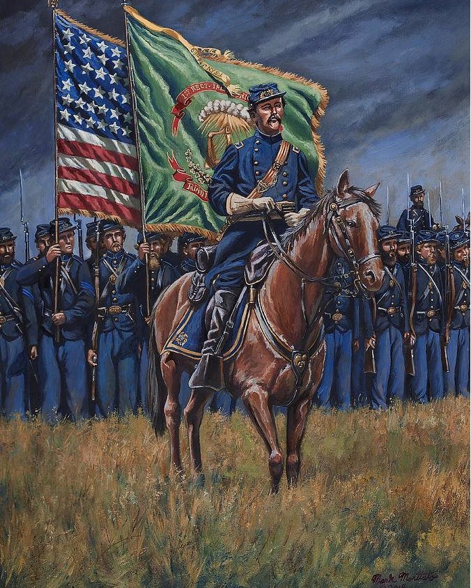 IrishAmericaMus's tweet photo. The #IrishBrigade included 63rd, #Fighting69th & 88th NY Volunteer Regiments, almost all of #Irish descent. At #Antietam, every color bearer & many officers were shot down. #SunkenRoad was lined with so many dead rebels it was called “Bloody Lane.” The casualties were staggering. https://t.co/9HmpYVlear