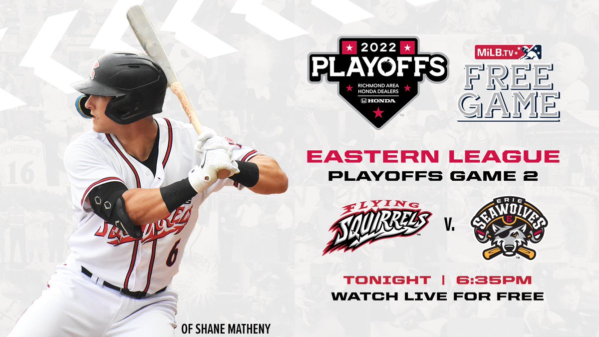 GoSquirrels's tweet photo. Can't make the game? No problem! 

All Flying Squirrels playoff games are free on https://t.co/qJYX03VXAT. Just create a login to watch us take on the Erie SeaWolves in Game 2 of the Eastern League Division Series. 

https://t.co/xDbRvym9Mu | #SinkTheSeaWolves https://t.co/hYvHIHhgry