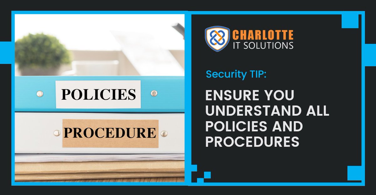 Cybersecurity - Thursday Tip: 
Your security policies should be well-documented and regularly reviewed!! #cybersecurity #itsupport