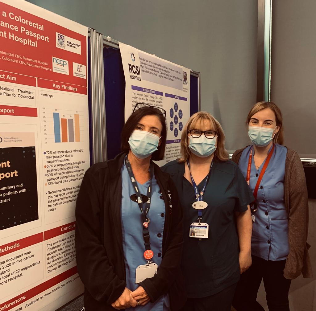 ForryMary's tweet photo. Colorectal nursing team well represented with 3 posters showcasing some of our services at today's @CancerCentreIre #visionforcancercare conference.@JanetteHanway @fmcn3 @hseNCCP with Caroline Fogarty https://t.co/DKWrwgflnu
