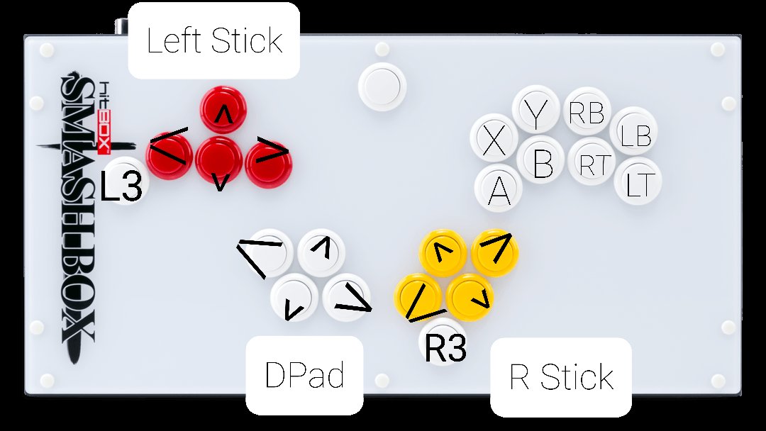 MrKhanRad's tweet photo. @partmad Thanks for all your work on https://t.co/o77Q4woYYo

The poorly edited smashbox is the goal, but having trouble with analog input for the right and left stick. 

What needs to happen to make them function similar to the dpad with my button layout on teensy 4.1? https://t.co/8jd7Bli1cy