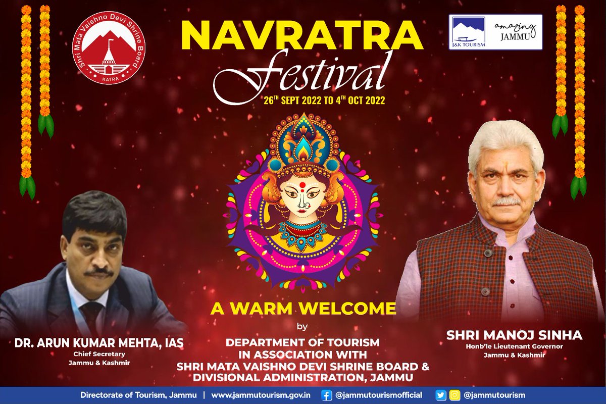 Anshul Garg (@hello_anshul) on Twitter photo माननीय उपराज्यपाल श्री <a href="/manojsinha_/">Manoj Sinha</a> के मार्गदर्शन में 26 Sept से 9 दिवसीय नवरात्रि महोत्सव का भव्य आयोजन;
शारदीय नवरात्रि में मां भगवती के दर्शन के लिए देश विदेश से कटरा आने वाले सभी श्रद्धालुओं का श्री माता वैष्णो देवी स्थापना बोर्ड की तरफ से हार्दिक और अभिनंदन 🙏
#JaiMataDi माननीय उपराज्यपाल श्री <a href="/manojsinha_/">Manoj Sinha</a> के मार्गदर्शन में 26 Sept से 9 दिवसीय नवरात्रि महोत्सव का भव्य आयोजन;
शारदीय नवरात्रि में मां भगवती के दर्शन के लिए देश विदेश से कटरा आने वाले सभी श्रद्धालुओं का श्री माता वैष्णो देवी स्थापना बोर्ड की तरफ से हार्दिक और अभिनंदन 🙏
#JaiMataDi