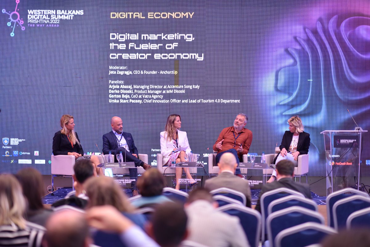 Keep an eyes at creative economy! 
“Today’s economy”.
#WesternBalkansDigitalSummit #DigitalSummitPrishtina2022 #Thewayahead #DigitalSkills #DigitalEconomy #TrustandSecurity #infrastructureandservicesconnectivity