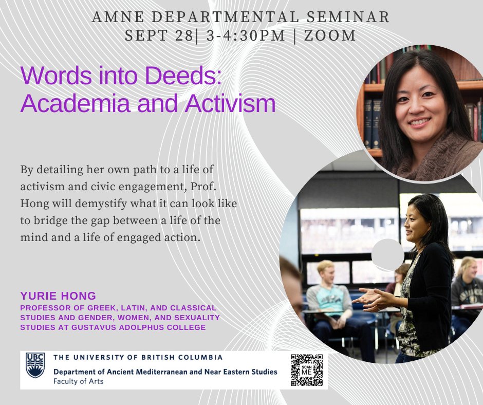 Please join us on next week’s departmental seminar by Professor Yurie Hong of Gustavus Adolphus College, on Wednesday, September 28. Register here please @ bit.ly/3qWrjy9