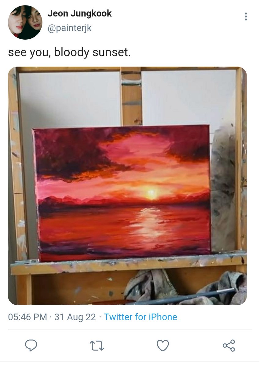 PJJK9597's tweet photo. (PAIN)T | #jikookau

where every single thing Jungkook paints comes to life— except for one thing. https://t.co/AbTYpluVzl
