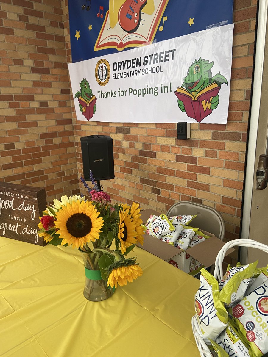 Dryden Street School- Dads bring your child to school day. Each dad received a bag of popcorn