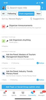TourismNat's tweet photo. Don’t forget to submit your questions to the panel discussions for the Tourism Naturally Conference! Submit your questions now by going to the “Community” area in the Whova app and searching for the panel discussions. 

See the attached screenshot for more info! https://t.co/2cNQhTDt6O