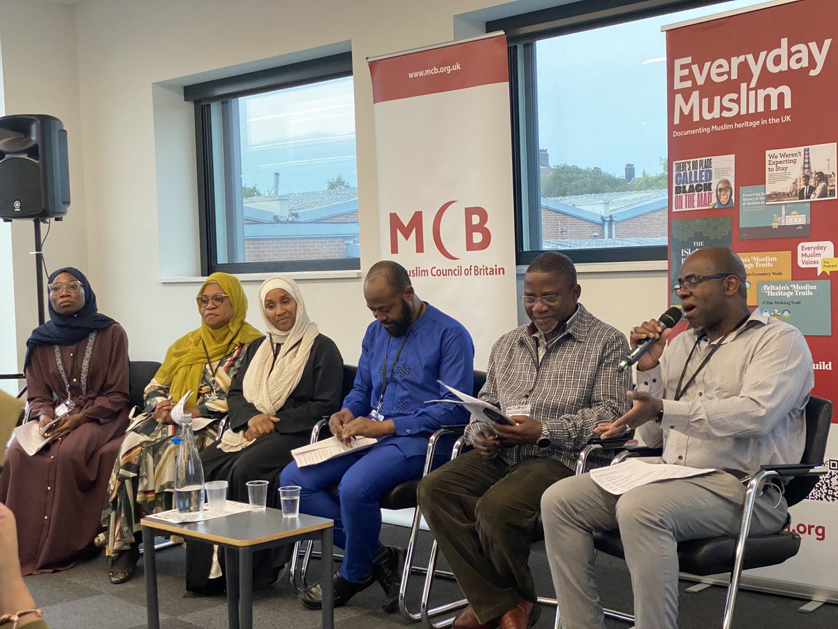 MuslimCouncil's tweet photo. The first panel of the launch chaired by prof. Mashood Baderin, with hard hitting reflections on the challenges faced by Black Muslims and the need for those voices to have a platform #proudlymuslim #proudlyblack #pmblaunch https://t.co/60jXzLpmJF