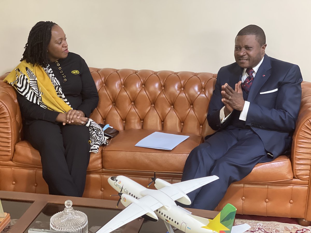 MTNCameroon's tweet photo. Our CEO had a meeting today with the Minister of Transport. During the session, @mkngambi thanked Jean Ernest Ngalle Bibehe for the recent signing of the public-private partnership related to the installation of smart video surveillance solution in buses to improve road safety. https://t.co/osZ2kb9Fpg