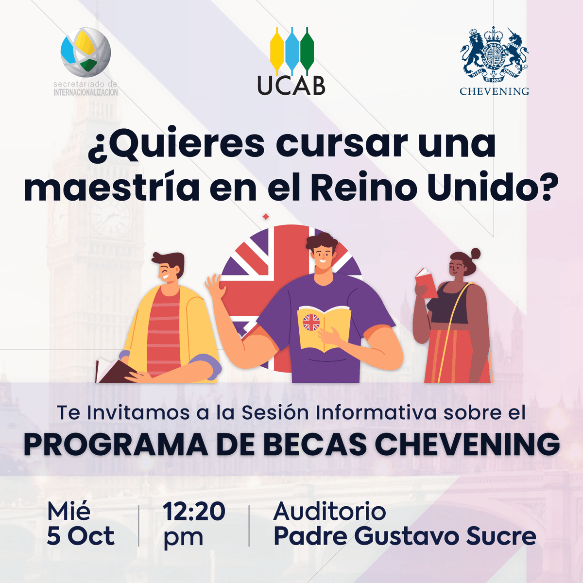 enlaucab's tweet photo. La Embajada Británica llevará a cabo una charla informativa en nuestro campus sobre el proceso de postulación al programa de becas Chevening para estudiar maestrías en el Reino Unido.
Más Información en https://t.co/FsguRtYhI5 
Para la postulación visita: https://t.co/KkxkFdgdyS. https://t.co/3XfTTcX0Um