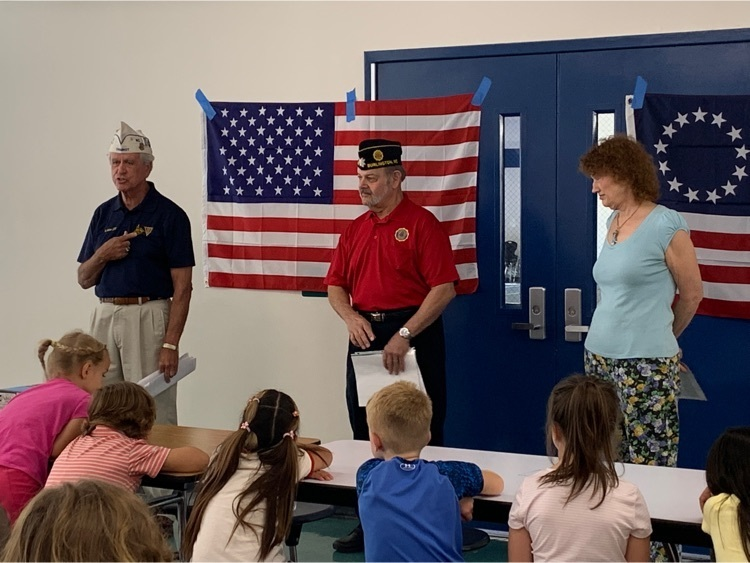 Today our first grade students learned about the flag from some of our local Alamance County Veterans. #communitypartners