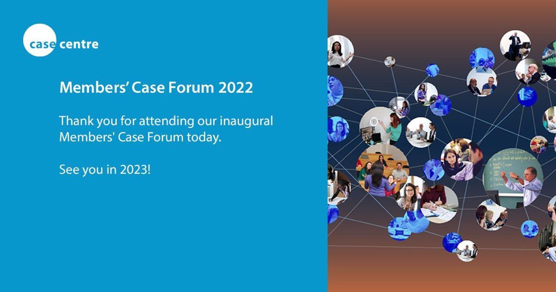That’s a wrap for our 1st <a href="/TheCaseCentre/">The Case Centre</a> Members’ Case Forum! It was a pleasure to host an event full of inspiring sessions, &amp; with such insightful contributions from participants. Thanks to all our presenters, we’re looking forward to doing it all again next year 💙

#casemethod