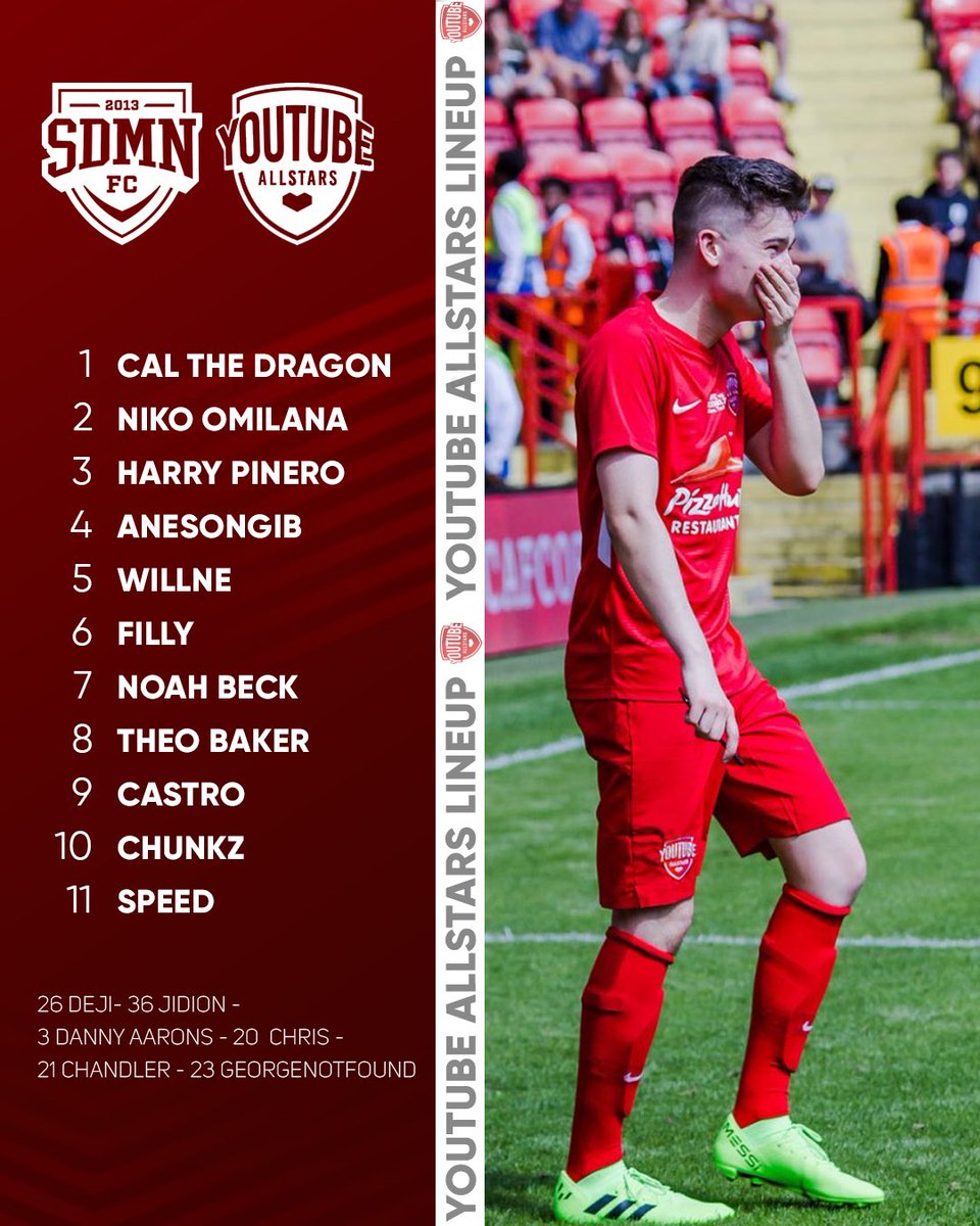 SmiggyDesigns's tweet photo. I have designed some lineup images for the PREDICTED line-ups on Saturday! β½οΈ
All likes and RTβs are appreciated! π¨
#sidemen #sdmnfc #sidemenfc #sidemenCharityMatch #youtubeallastars https://t.co/ZtPtv0291L
