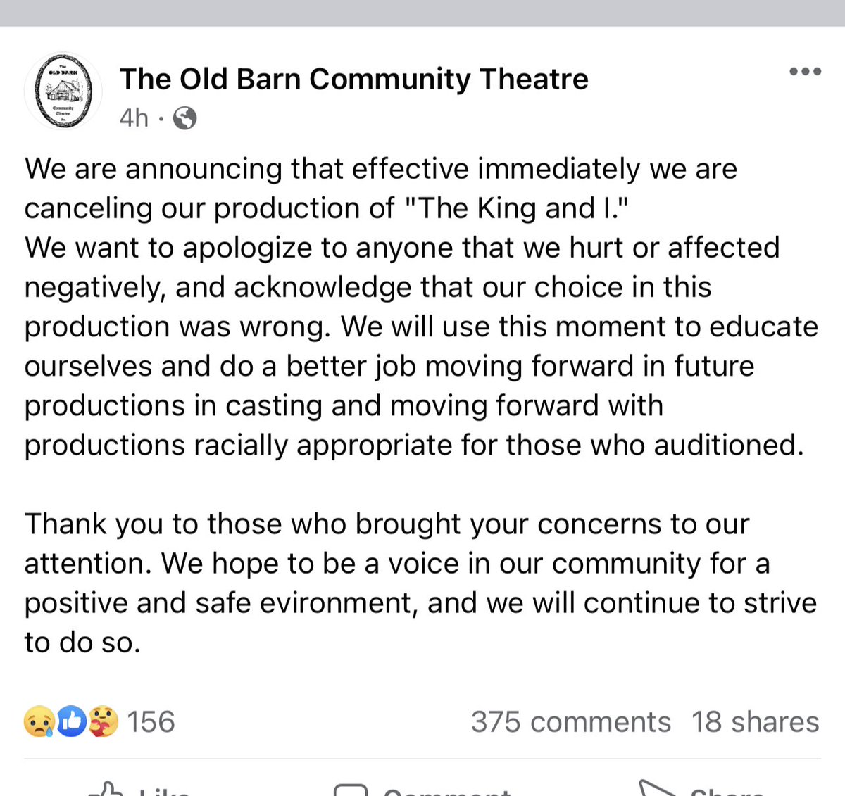 ChadHenwood's tweet photo. @fierce_dr @amandapanda_94 The theatre took some responsibility. The comments though, some of which are from the production team, are absolutely terrible. https://t.co/XtQpKh9KZq