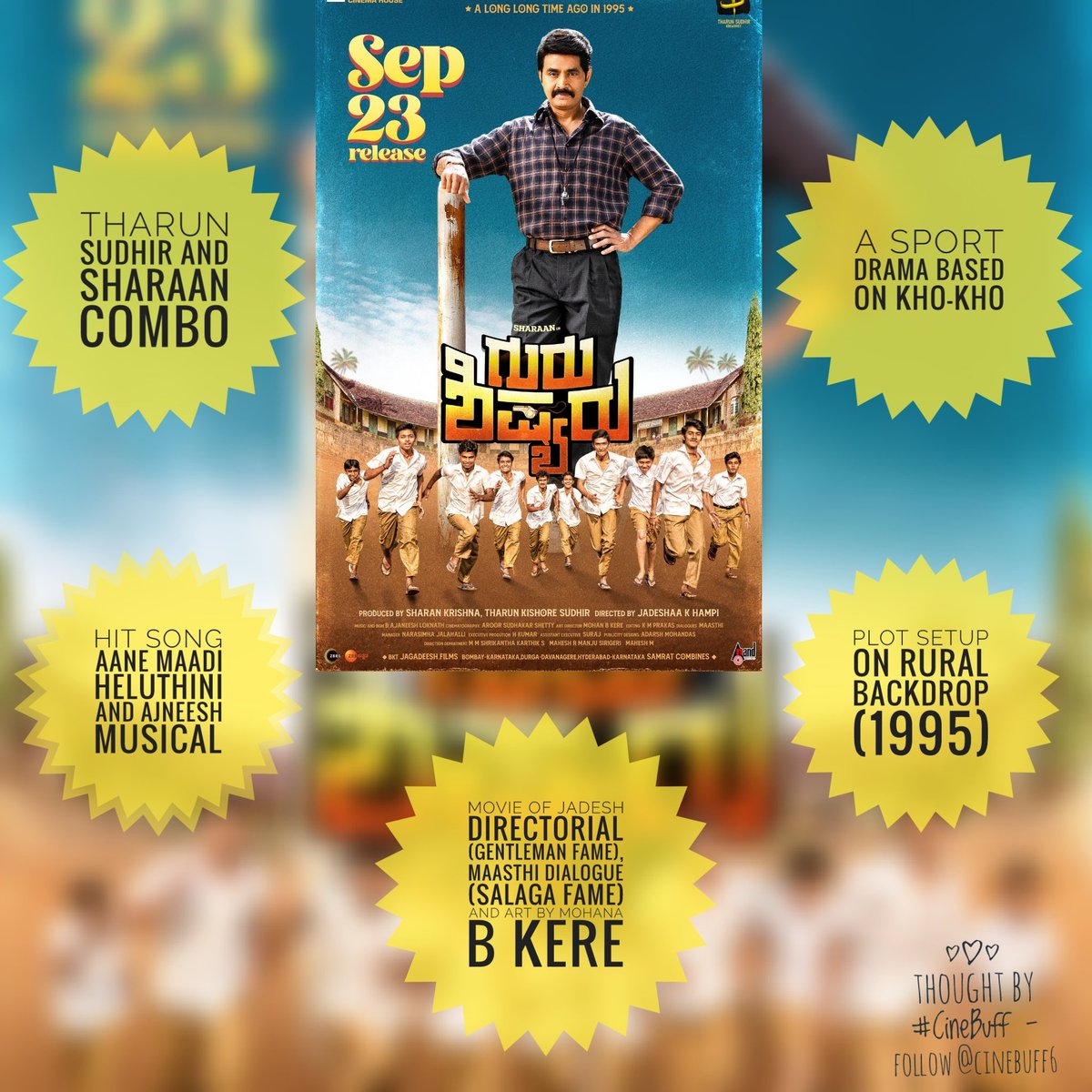 CineBuffVerse's tweet photo. #CineBuff lists #5Reasons to watch #GuruShishyaru
#Sharaan #TharunSudhir #Nishvika @realSharaan @TharunSudhir @nishvikaa @AJANEESHB #gurushishyarusept23 https://t.co/3XCpCGHCa5