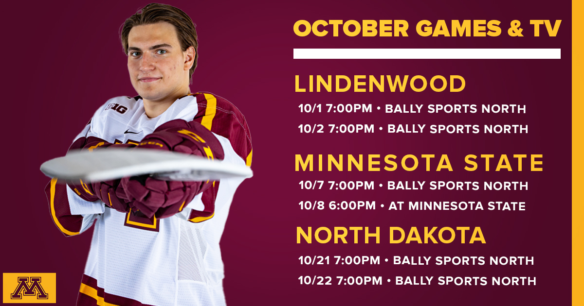 GopherHockey's tweet photo. The Big Ten has announced the game times and TV assignments for the #Gophers first three series of the season. https://t.co/tif47gjhR8
