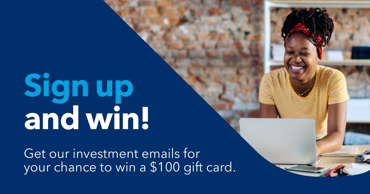 danders_coop's tweet photo. It pays to follow the financial markets. Sign up for our weekly Investment Update emails, and you’ll be entered to win a $100 gift card! Three gift cards will be awarded each month, until December 2023. Sign up now. https://t.co/vHZpJRgB6i https://t.co/8mqxMiYpPd