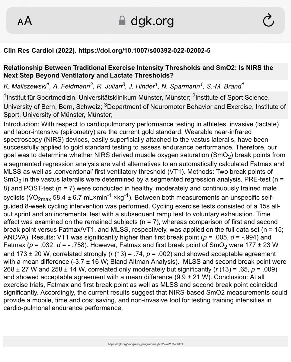 New Research: Relationship Between Traditional Exercise Intensity Thresholds and SmO2: Is NIRS the Next Step Beyond Ventilatory and Lactate Thresholds?
🔎 loom.ly/TEq1fjM

#running #sportscience #excercisephyiology #sportperformance #training