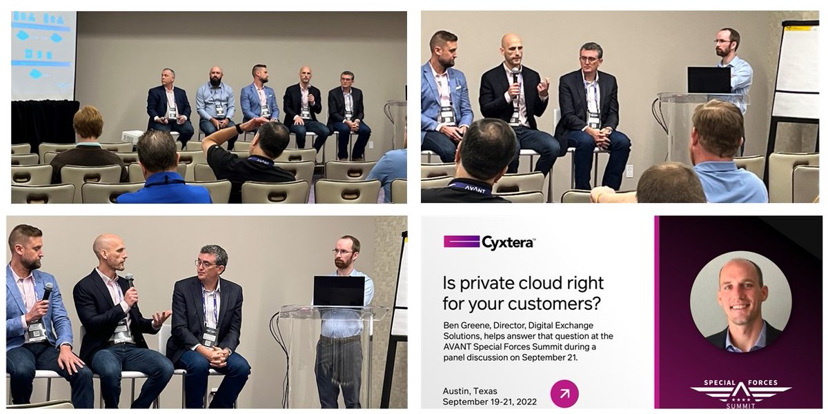We're flattered to have had Ben Greene as a featured panelist at this year's <a href="/Avant_CCC/">AVANT</a> Special Forces Summit in Austin, TX, covering private cloud approaches and our Digital Exchange solution.

Read his article! cyxtera.com/blog/business/… 

#channelpartners #interconnection #sfs22