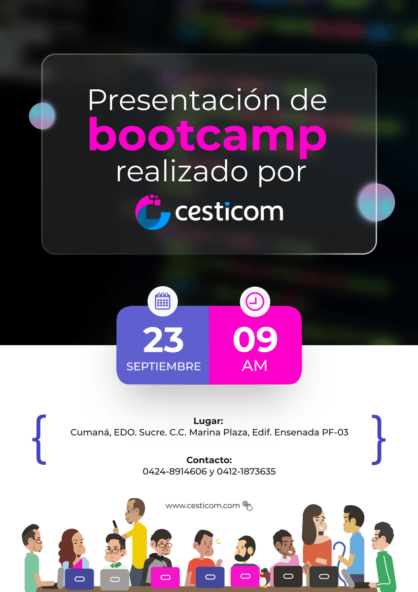 cesticom's tweet photo. ¡No se lo pueden perder!

🛑IMPORTANTE🛑
Tomar las medidas de bioseguridad necesarias. Indispensable el uso del tapaboca.

#bootcamp #evento #tecnologia #talento #Venezuela #Cumaná #Cesticom https://t.co/vO0RPa7ATO