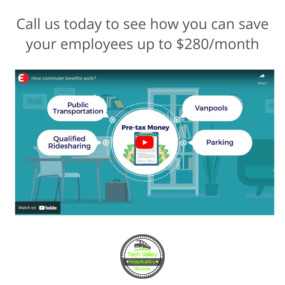 TechValeyShutle's tweet image. Companies that offer commuter benefits save their employees up to $280/month, while also saving money themselves on payroll taxes. Sounds like a win-win, no?

#communitydriven #techvalleyshuttle #driventowork #dtw #albany #troy #cohoes #rensselaer #lakegeorge #saratoga
